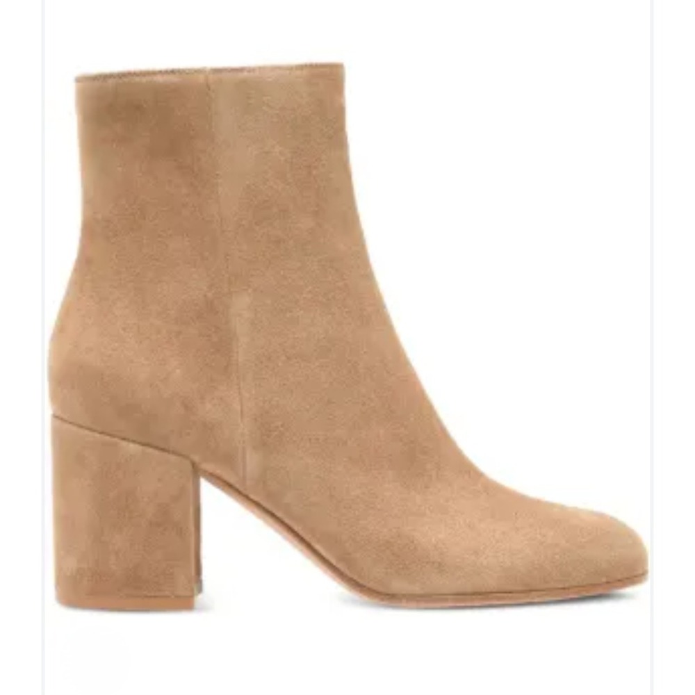 Stuart Weitzman Tate Tan Suede Block Heel Ankle Boots SM119 Womens Size 10